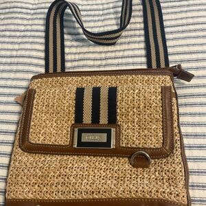 Chaps Tan, Brown , Navy Woven Shoulder Bag